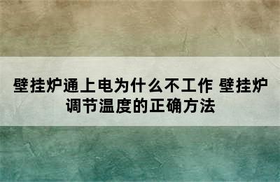 壁挂炉通上电为什么不工作 壁挂炉调节温度的正确方法